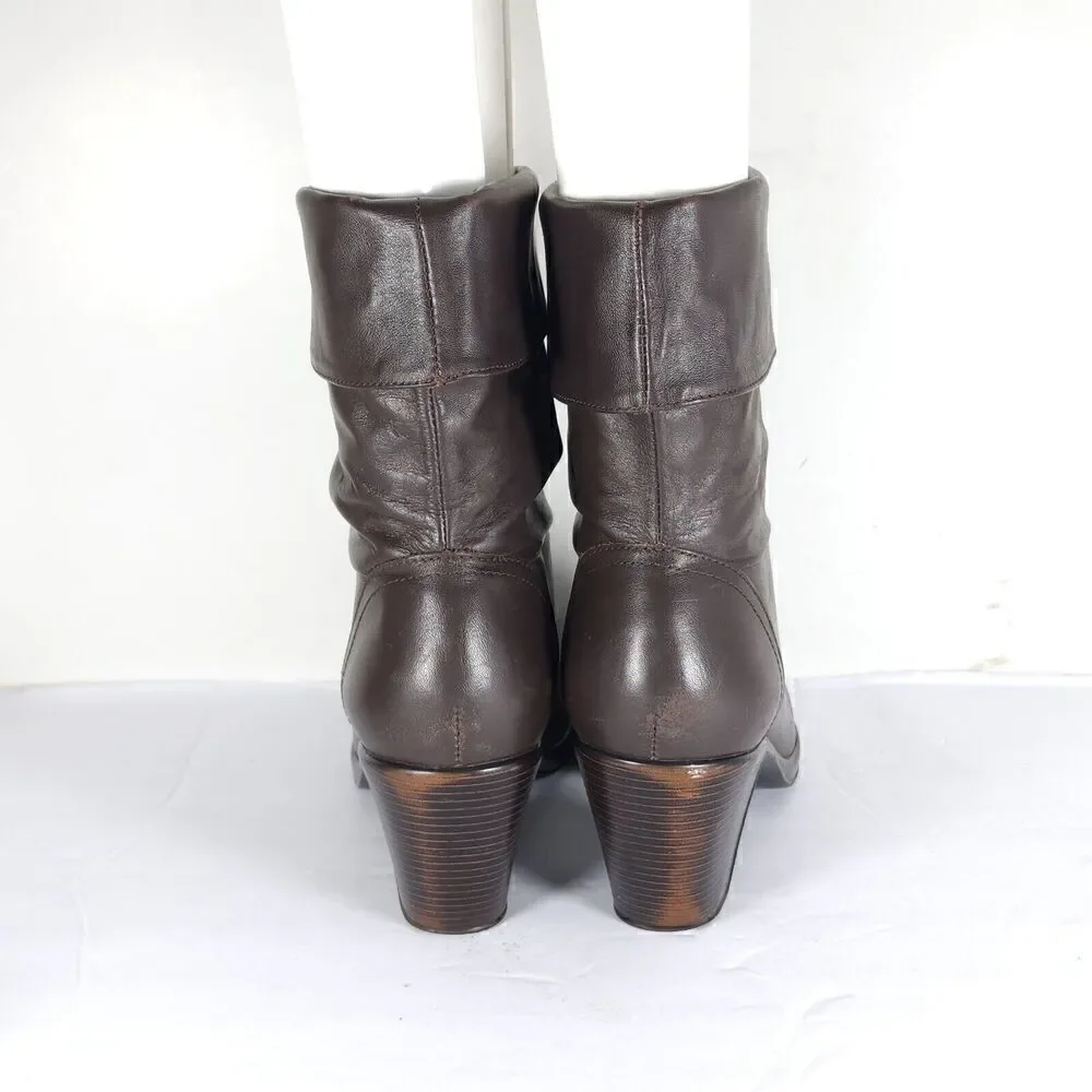 Dansko Women’s Bobbi US6-6,5 EU 37 Brown Leather Roll Down Slouch Boots